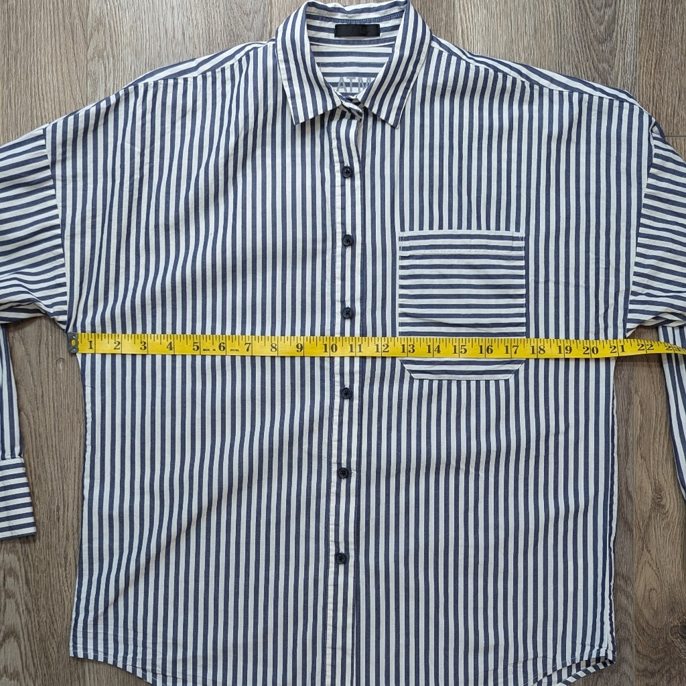 ATM Anthony Thomas Melillo Railroad Stripe Boyfriend Shirt Size XS - Picture 6 of 11